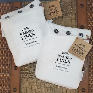 Two (2) Levtex Home White Linen King Shams